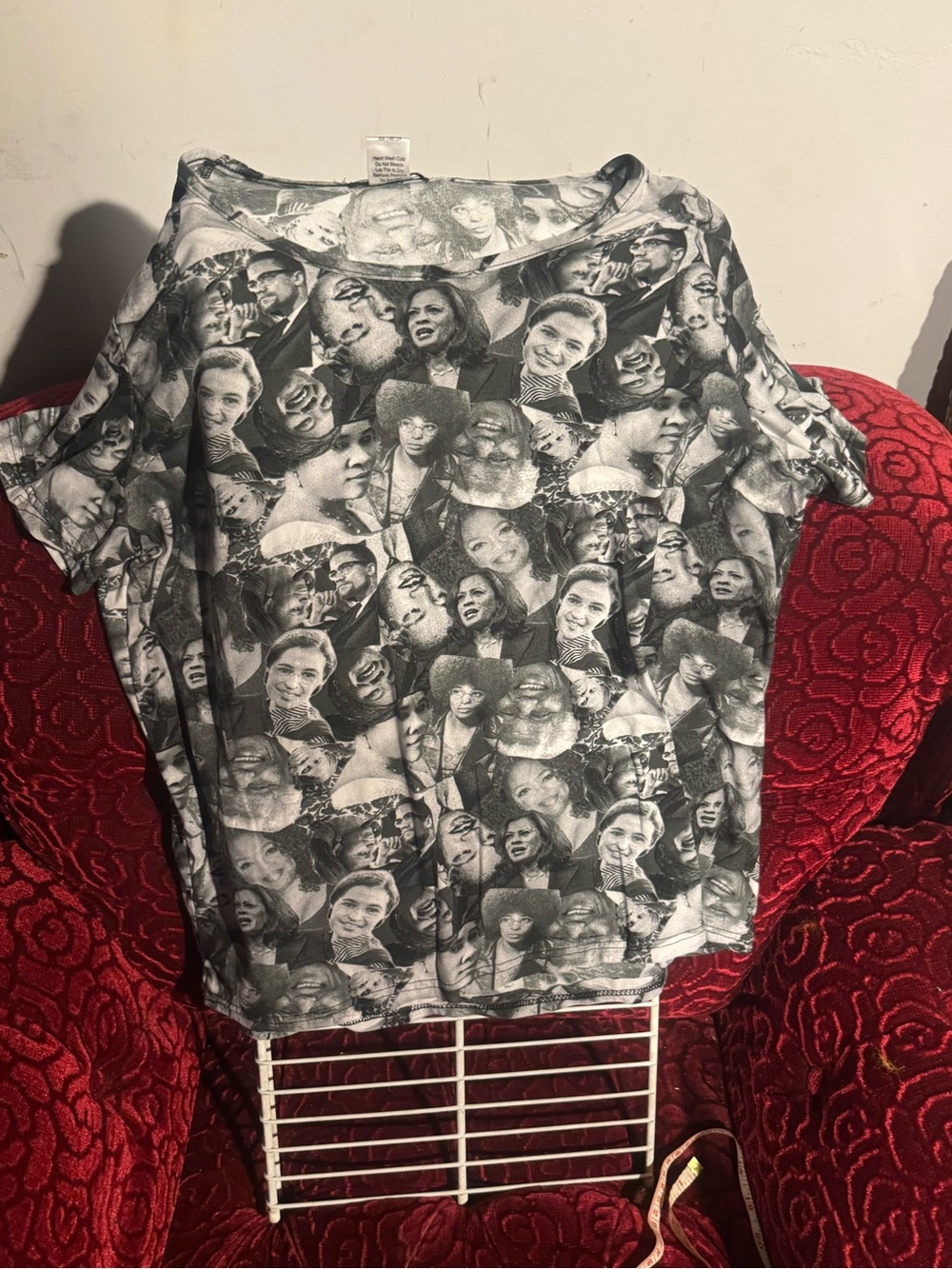 Short-Sleeve Graphic Tee in Black and White Collage Print